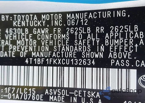 2012 Toyota Camry Se z USA, uszkodzony, nr VIN 4T1BF1FKXCU132634